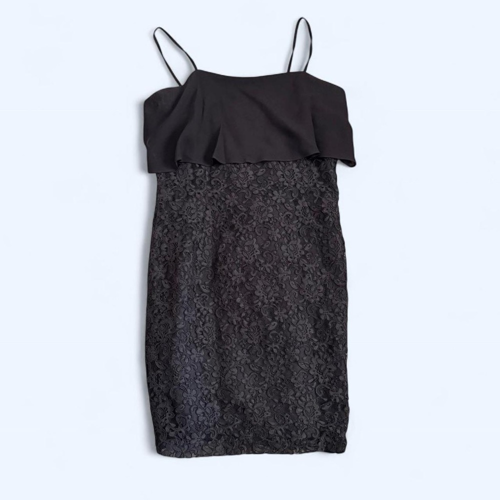 Black Ruffle and Lace Mini Dress